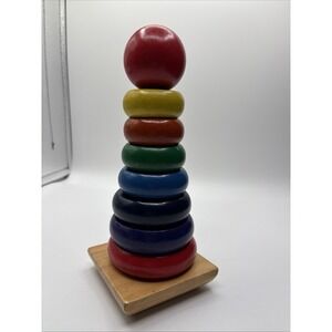 Melissa Doug Wood Toy Rainbow Stacker Rings Toddler Baby Educational